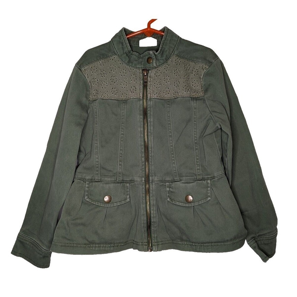 Girls Size Medium 7/8 Jeans With Owl Patch & Green Denim Crazy 8 Eyelet Jacket - Picture 3 of 12
